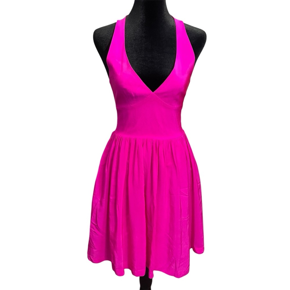 Amanda Uprichard 100% Silk Hot Pink Dress
